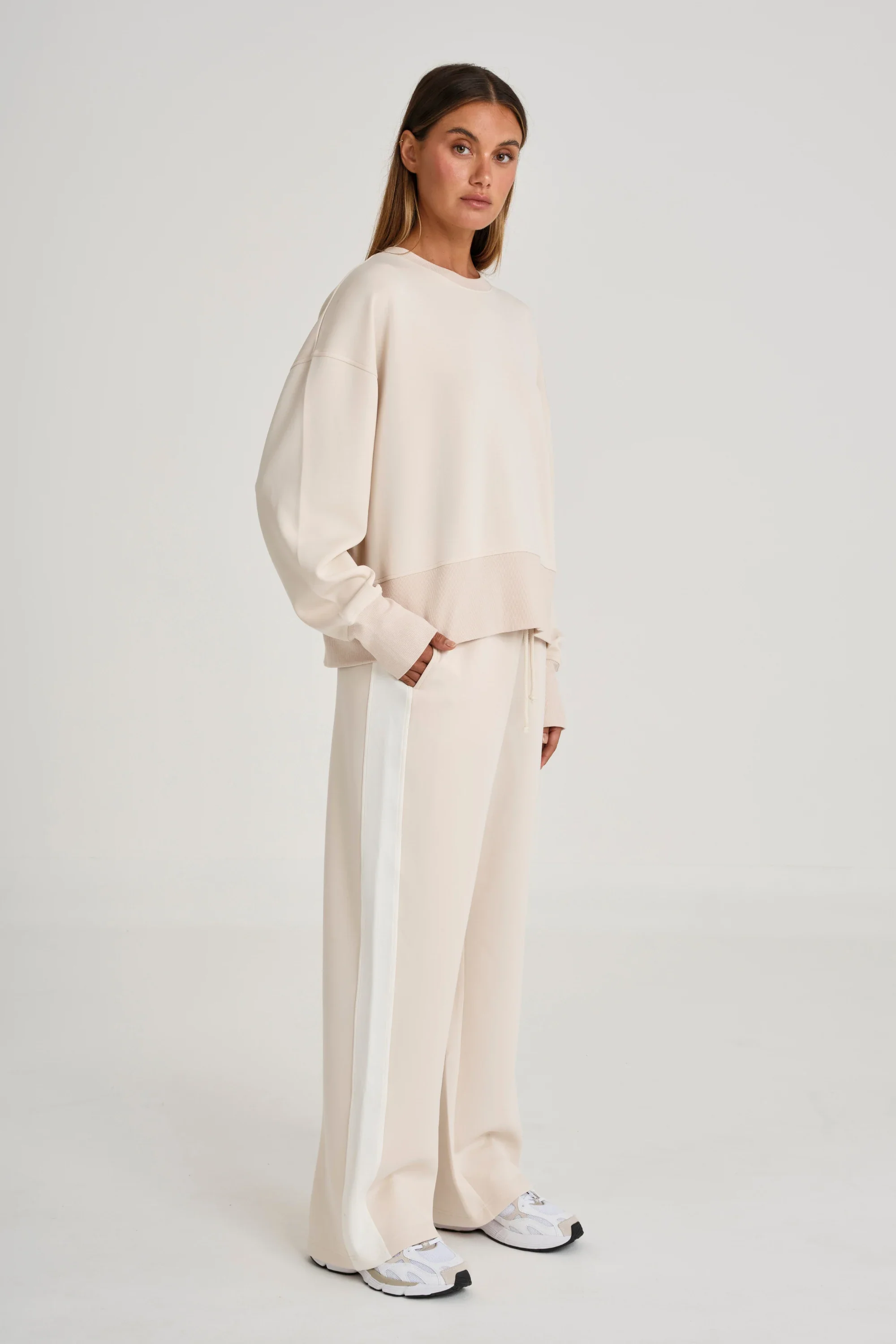 Soft Luxury Contrast Wide Leg Track Pant - Image 3