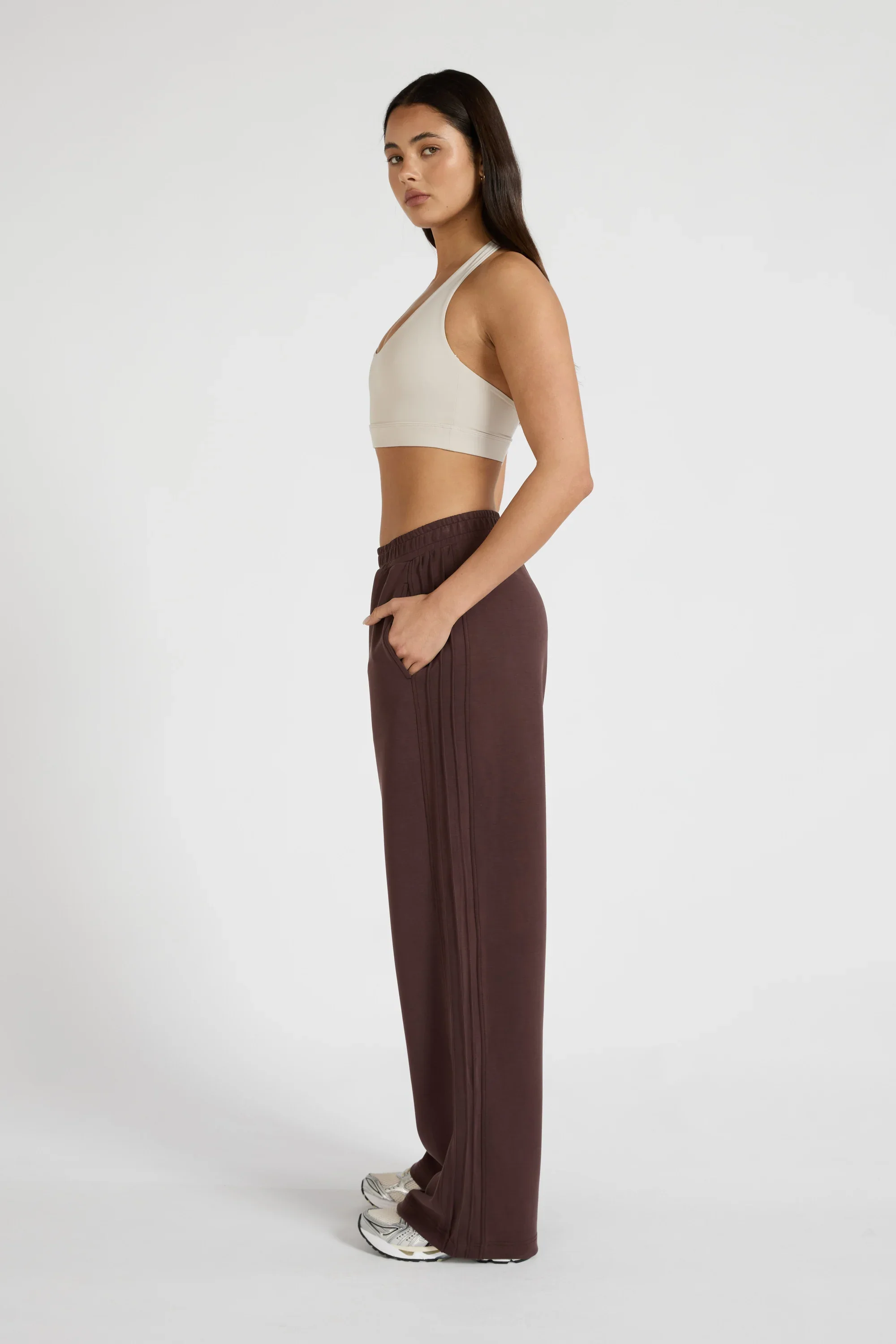 Soft Luxury Pin Tuck Wide Leg Track Pant - Image 4