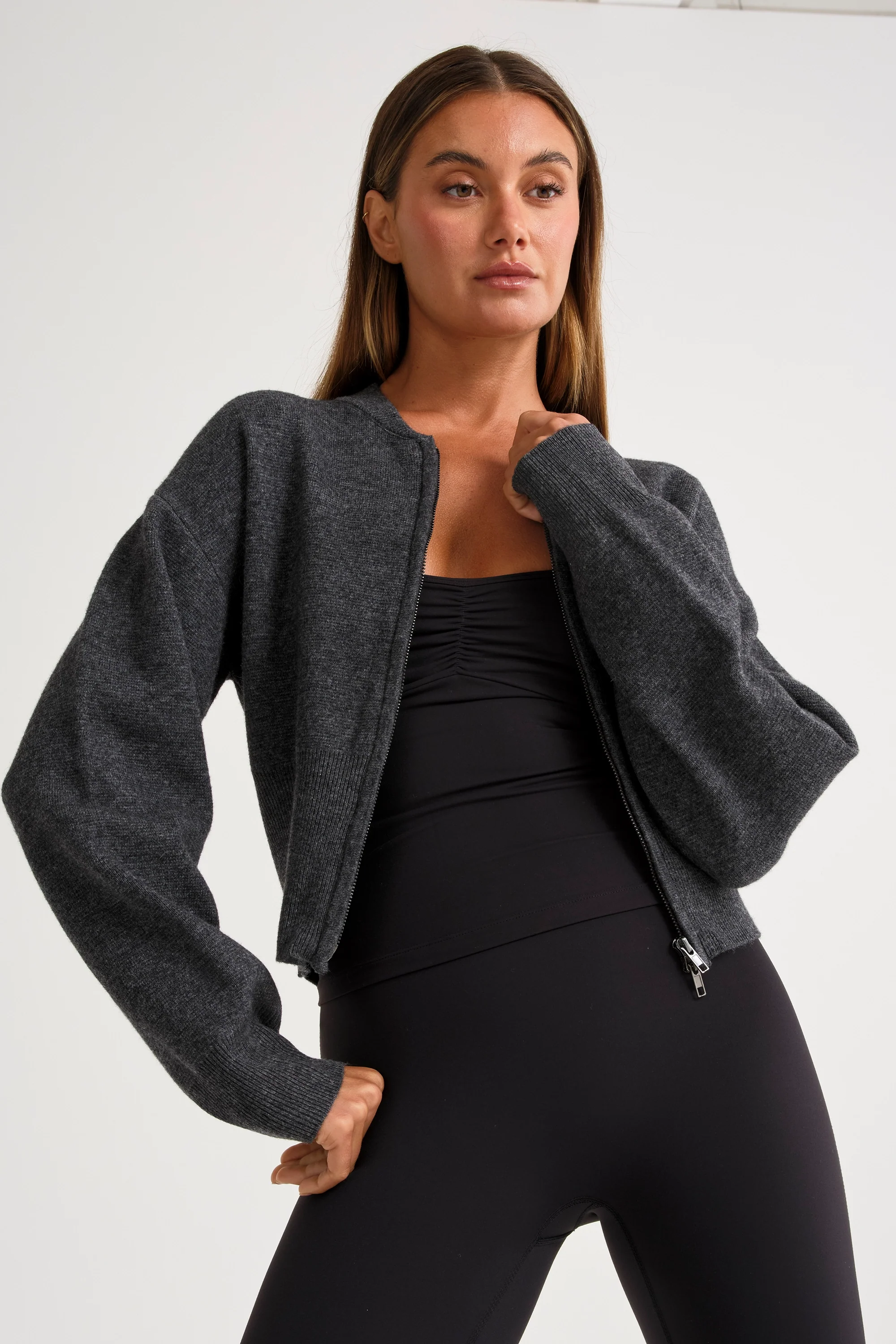 Two Way Zip Knit Bomber - Image 8