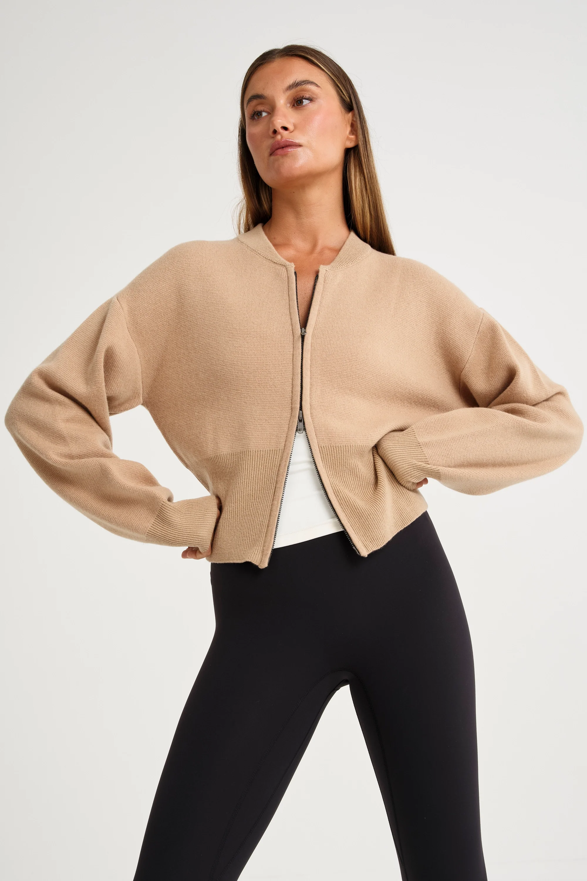 Two Way Zip Knit Bomber - Image 7